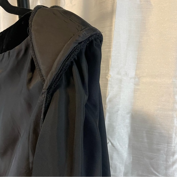 80s/90s Vintage Black Velvet dress with lace size small/medium NO TAG handmade - Picture 10 of 13